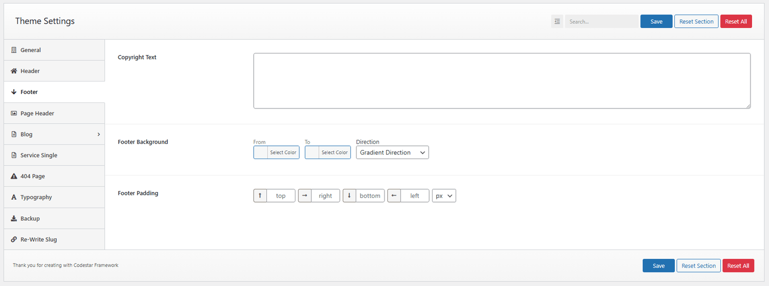 Footer Settings