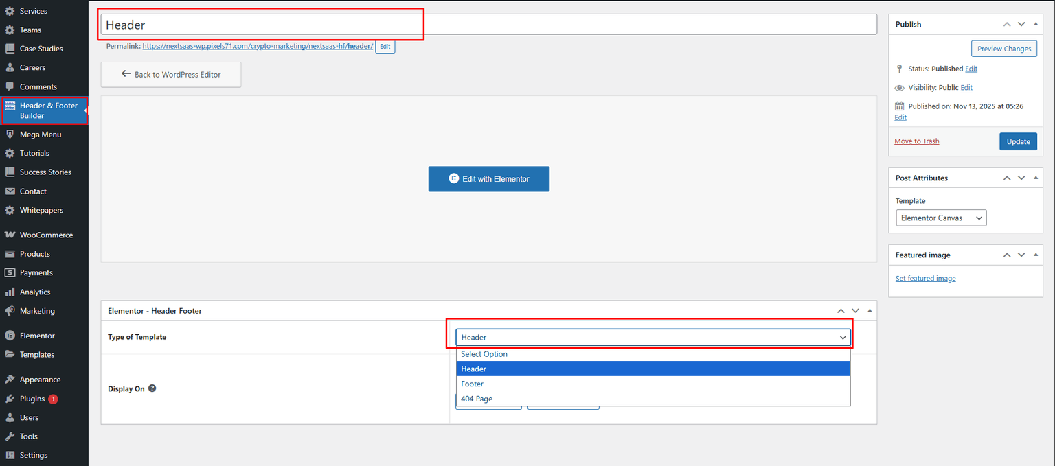 Header Builder in Elementor Header Builder in Elementor!